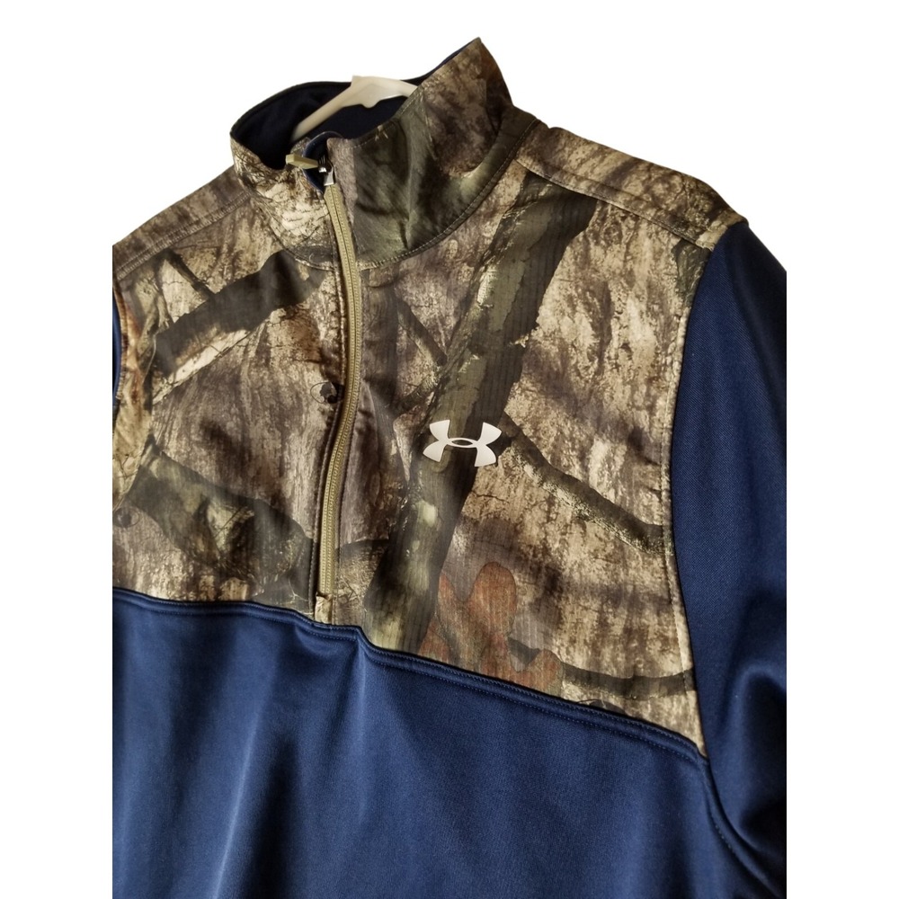 UNDER ARMOUR 3/4 PULL OVER JACKET MEN'S SIZE M BLUE CAMOUFLAGE PIT TO PIT 23 IN